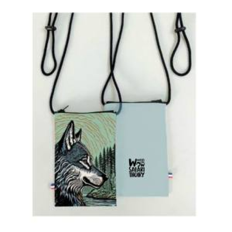 Pochette t&eacute;l&eacute;phone all-over Loup Linocut Zoo de Thoiry Blanc Taille unique