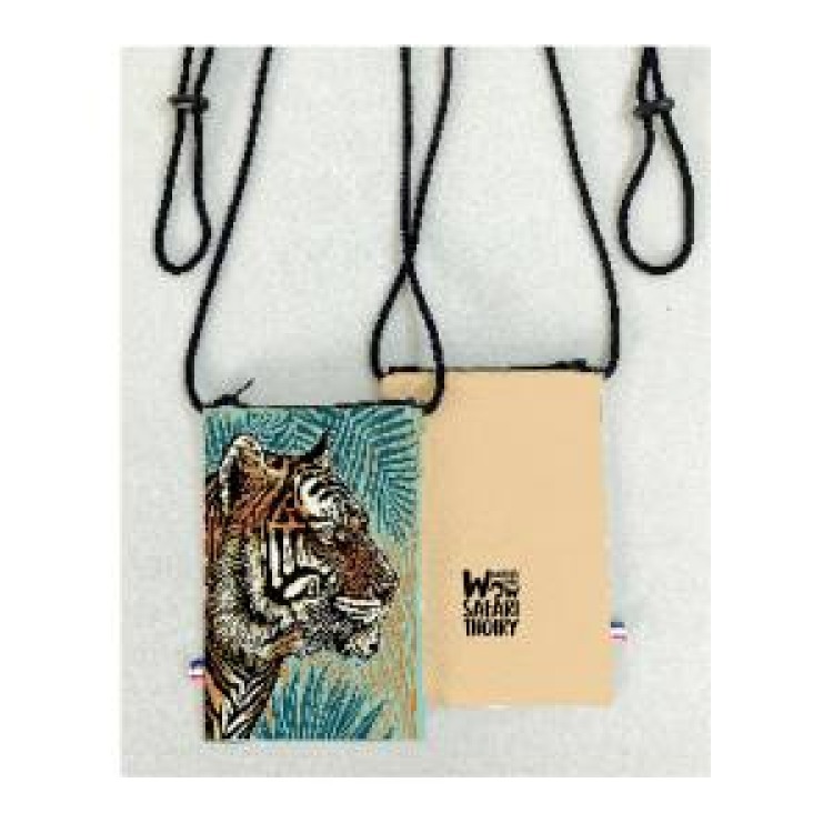 Pochette t&eacute;l&eacute;phone all-over Tigre Linocut Zoo de Thoiry Blanc Taille unique