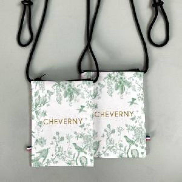 Pochette téléphone allover Toile de Jouy Cheverny Vert Blanc Taille unique