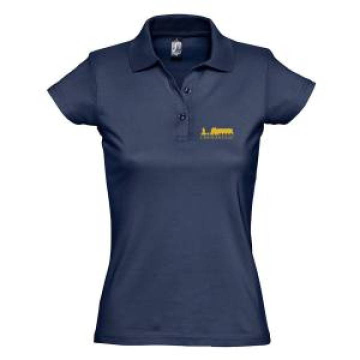 Polo femme E1310 Ref 33968 Silouhette Château de Chenonceau En Argent sur Polo Noir en Or sur Polo Marine French Marine S