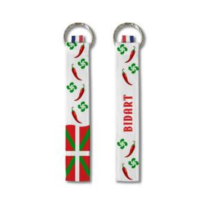 Porteclés allover Drapeau Basque Piments Croix Basque Bidart Blanc Taille unique