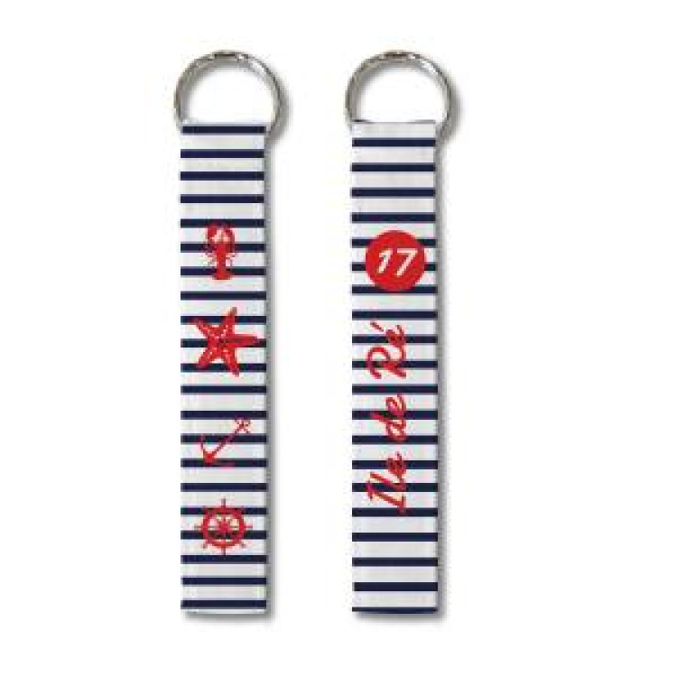 Porte-clés all-over Rayure Île de Ré 17 dans un Cercle Blanc Taille unique
