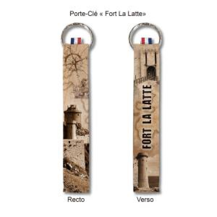 Porte-cl&eacute;s all-over Sepia Fort La Latte + D&eacute;cor Blanc Taille unique