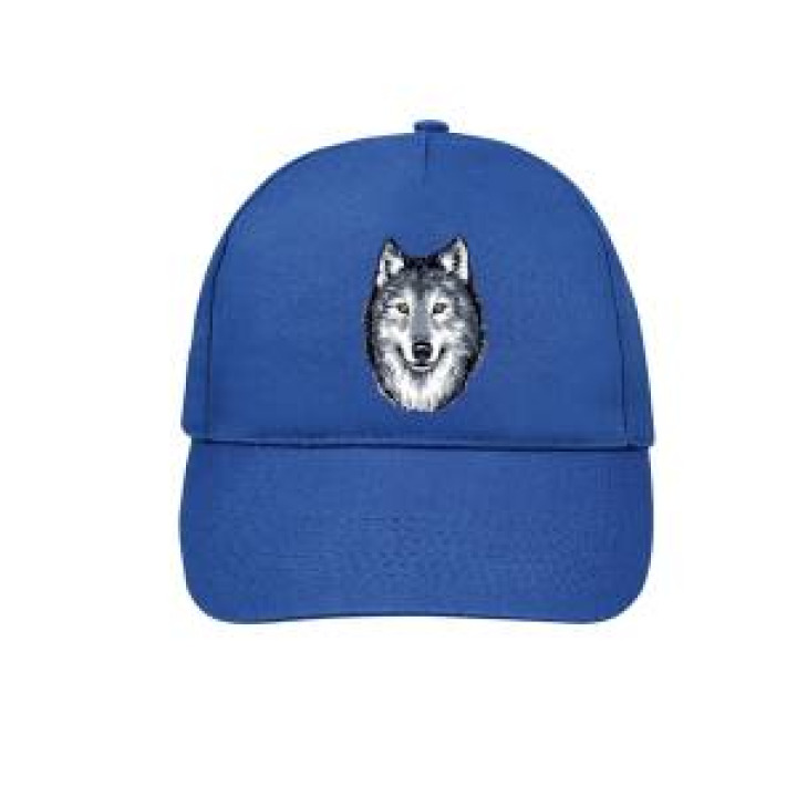 Réf E1302 Ref 31511 Tête de Loup  transfert Alpha Parc Animalier Côté gauche en Blanc Bleu Royal Taille unique