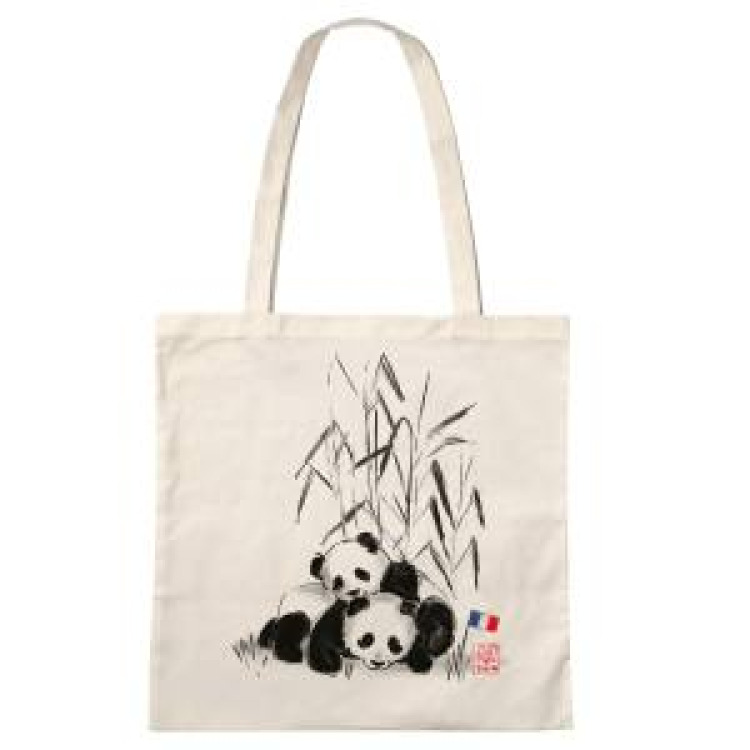 Sac Sérigraphie (4 Couls) Panda Calin de Face (Gencod Extérieur 9990000008773) Naturel Taille unique