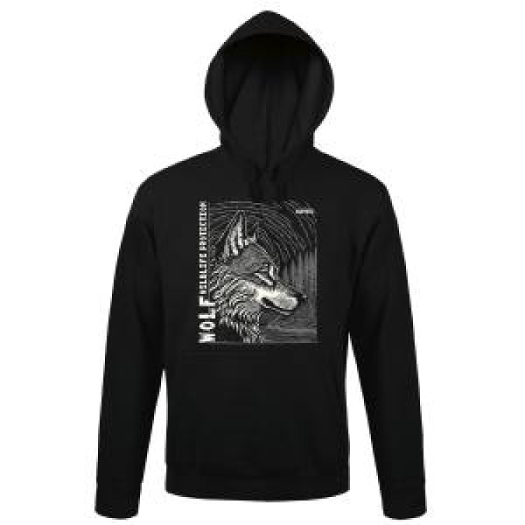 Sweatshirt à capuche bio Loup Linocut Gamme Black Bioparc Black S