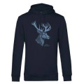 Sweatshirt à capuche bio Sérigraphie Cerf de Profil Château de Chambord Sage XS