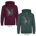 Sweatshirt à capuche Cerf Native Tribes Chambord + transfert Col Chambord Burgundy S