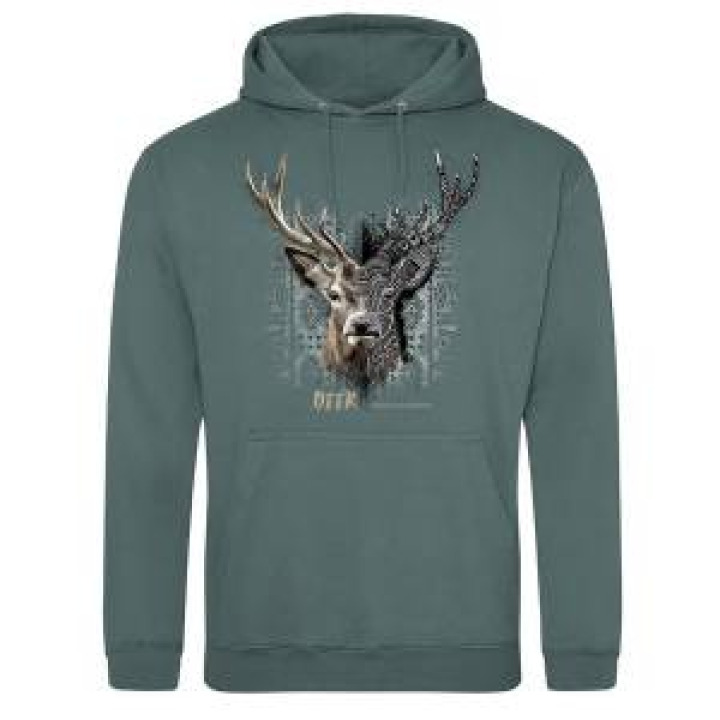 Sweatshirt à capuche Cerf Native Tribes Château de Cheverny Green Moss S