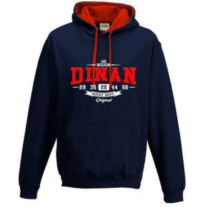 Sweatshirt à capuche contrastée Région Ouest Dept Côte dArmor  Tranferts Brick Dinan FRENCH NAVYFire Red XS
