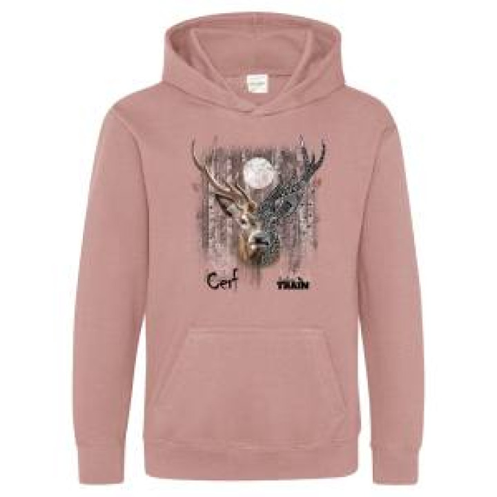 Sweatshirt à capuche enfant Cerf Native Tribes Lune Safari Train Baby Pink 56 ans