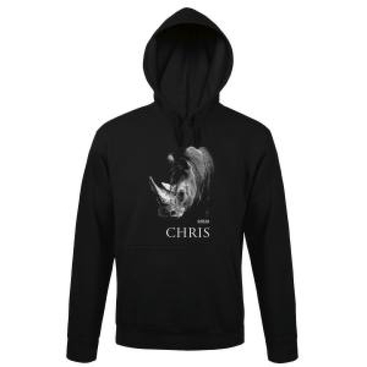 Sweatshirt à capuche enfant Chris Rhino Modèle Exclusif Gamme Black Cerza  transfert Col Cerza Jet Black 34 ans