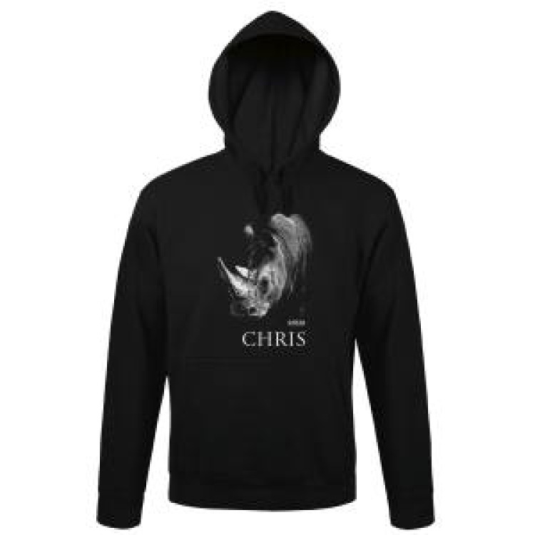 Sweatshirt &agrave; capuche enfant Chris Rhino (Mod&egrave;le Exclusif) Gamme Black Cerza + transfert Col Cerza Jet Black 3/4 ans