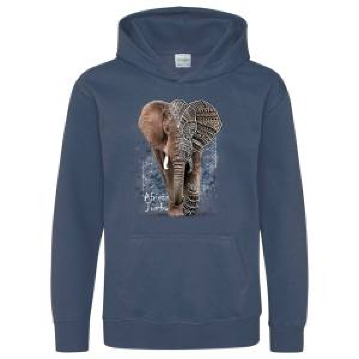 Sweatshirt à capuche enfant Éléphant Natives Tribes  transfert Col Amnéville Airforce Blue 56 ans
