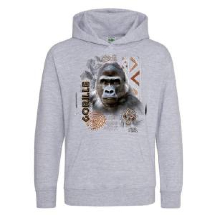 Sweatshirt à capuche enfant Gorille Intemporel Vallée des Singes Heather Grey 911 ans