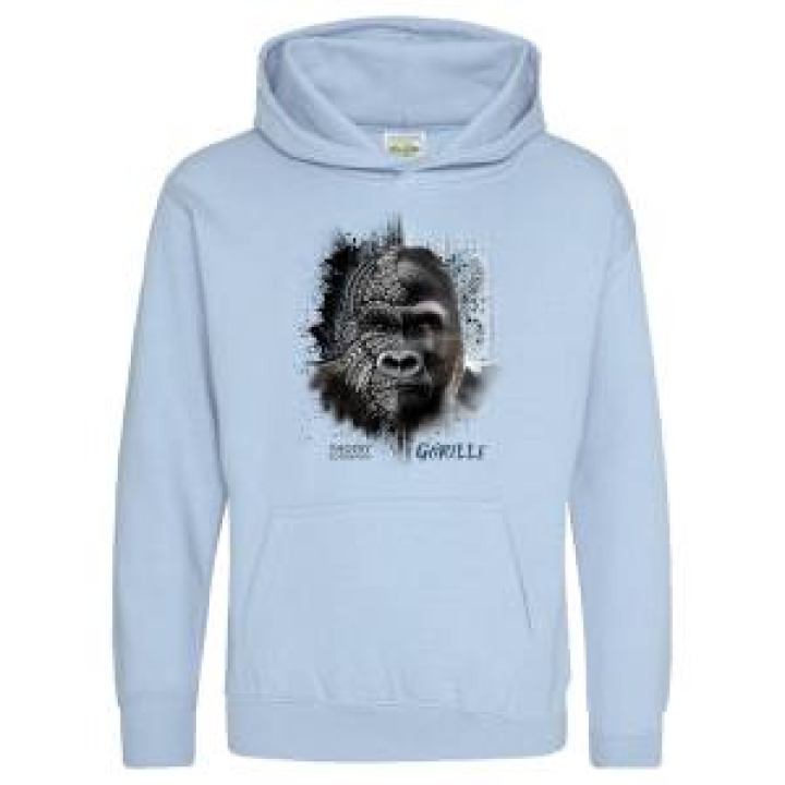 Sweatshirt à capuche enfant Gorille Native Tribes Zoo de Thoiry  transfert Col Zoo de Thoiry Sky Blue 34 ans