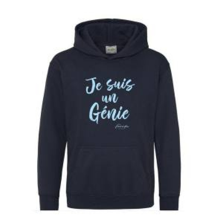 Sweatshirt à capuche enfant Je suis un Génie Clos Lucé Burgundy 56 ans