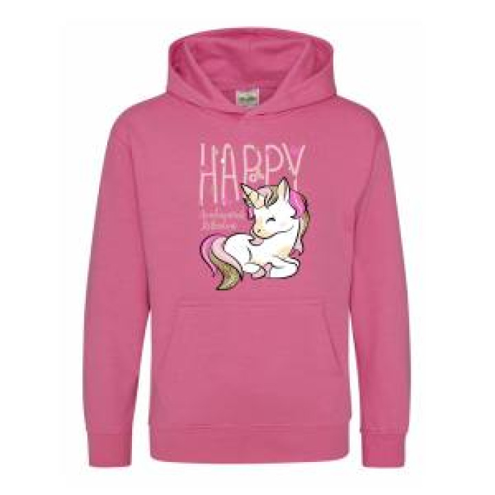 Sweatshirt à capuche enfant Licorne Hellendoorn  transfert Paillette Candyfloss Pink 56 ans