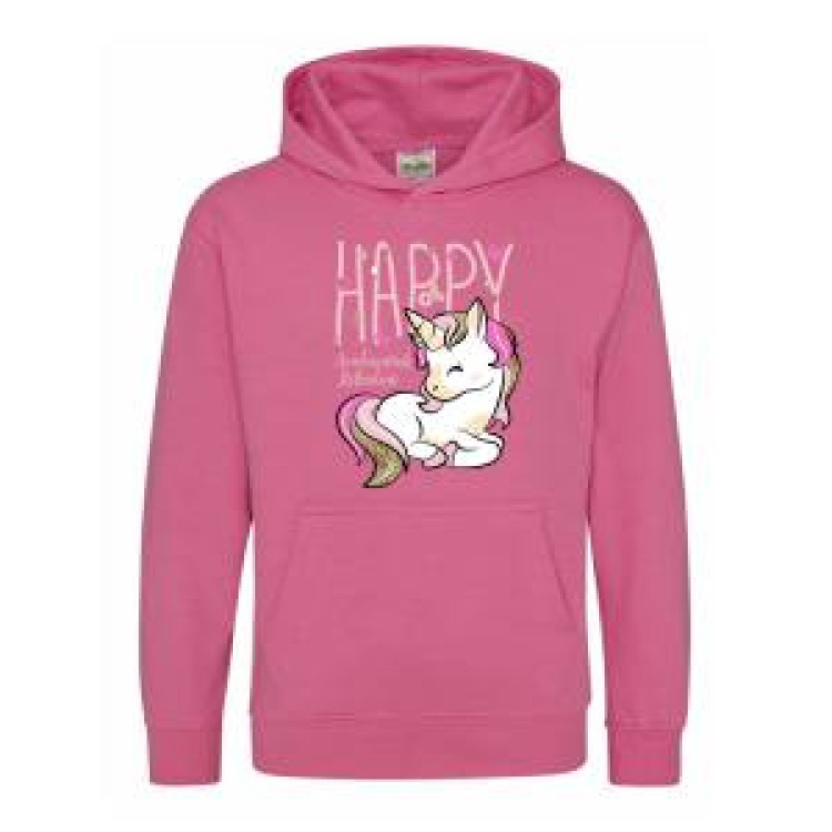 Sweatshirt à capuche enfant Licorne Hellendoorn + transfert Paillette Candyfloss Pink 7/8 ans