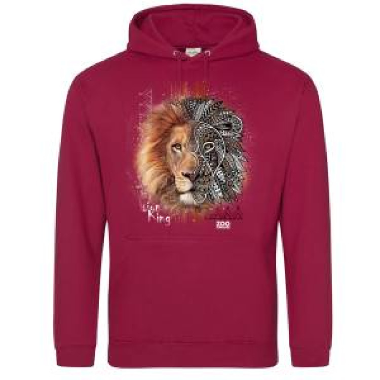 Sweatshirt &agrave; capuche enfant Lion Native Tribes Zoo de Jurques Red Hot Chili 3/4 ans