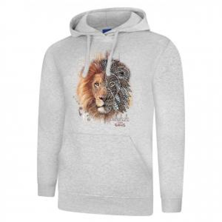 Sweatshirt à capuche enfant Lion Native Tribes Zoo des Sables dOlonne Gris Chiné 4 ans