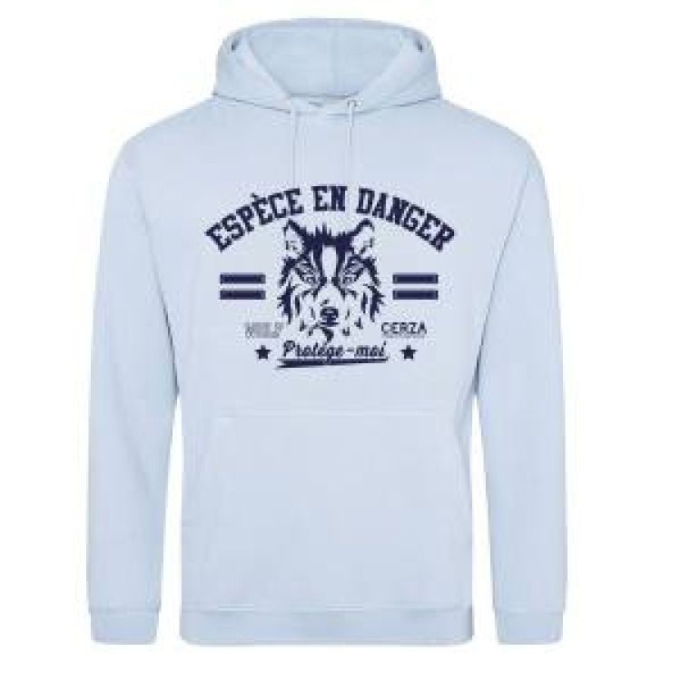 Sweatshirt &agrave; capuche enfant Loup Esp&egrave;ce en Danger Cerza Sky Blue 3/4 ans
