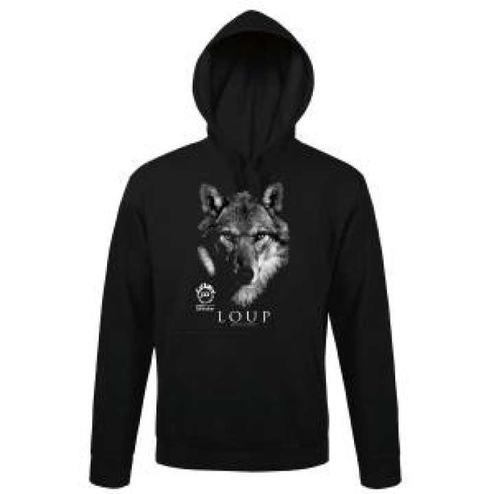Sweatshirt à capuche enfant Loup Gamme Black Parc Animalier des Pyrénées Jet Black 56 ans