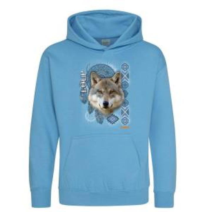 Sweatshirt à capuche enfant Loup Intemporel Bioparc HAWAIIAN BLUE  oxford navy 78 ans