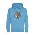 Sweatshirt &agrave; capuche enfant Loup Intemporel Cerza + transfert Col Cerza HAWAIIAN BLUE / oxford navy 5/6 ans