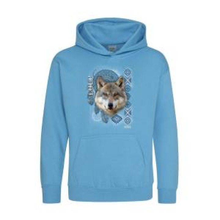 Sweatshirt à capuche enfant Loup Intemporel Cerza  transfert Col Cerza HAWAIIAN BLUE  oxford navy 78 ans