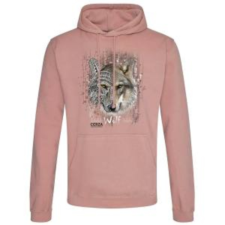 Sweatshirt à capuche enfant Loup Native Tribes Cerza  transfert Col Cerza Dusty Pink 56 ans