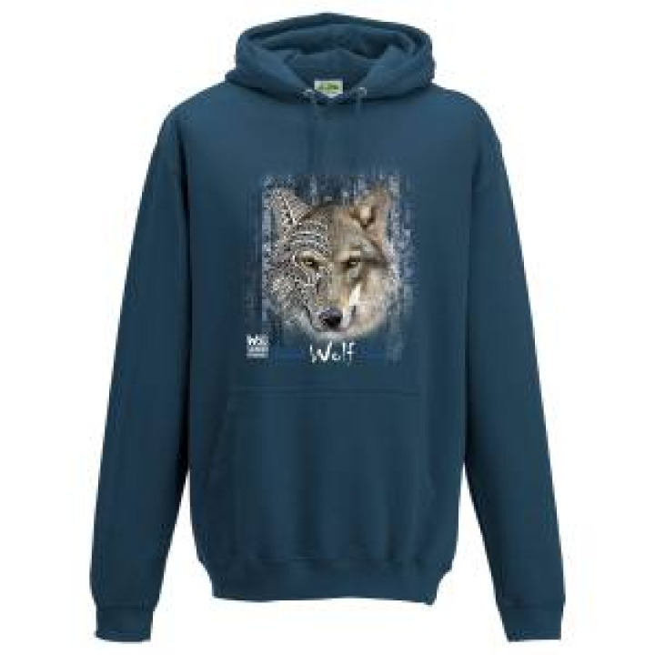 Sweatshirt à capuche enfant Loup Native Tribes Safari de Peaugres Airforce Blue 56 ans