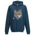 Sweatshirt à capuche enfant Loup Native Tribes Safari de Peaugres Airforce Blue 5/6 ans