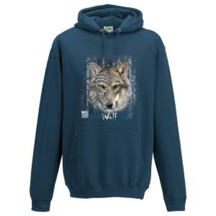 Sweatshirt à capuche enfant Loup Native Tribes Safari de Peaugres Airforce Blue 7/8 ans