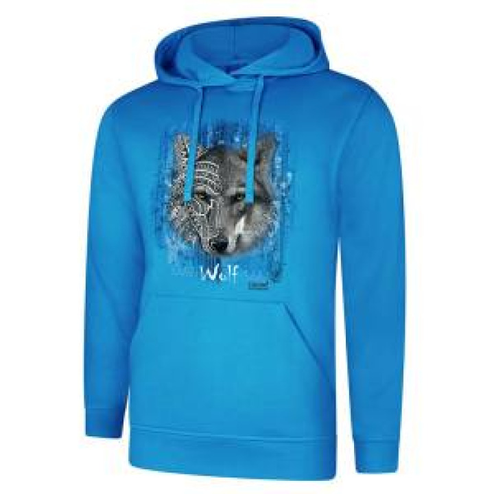 Sweatshirt à capuche enfant Loup Native Tribes Zoo de Thoiry  transfert Col Zoo de Thoiry Sapphire Blue 34 ans