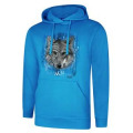 Sweatshirt &agrave; capuche enfant Loup Native Tribes Zoo de Thoiry + transfert Col Zoo de Thoiry Sapphire Blue 3/4 ans