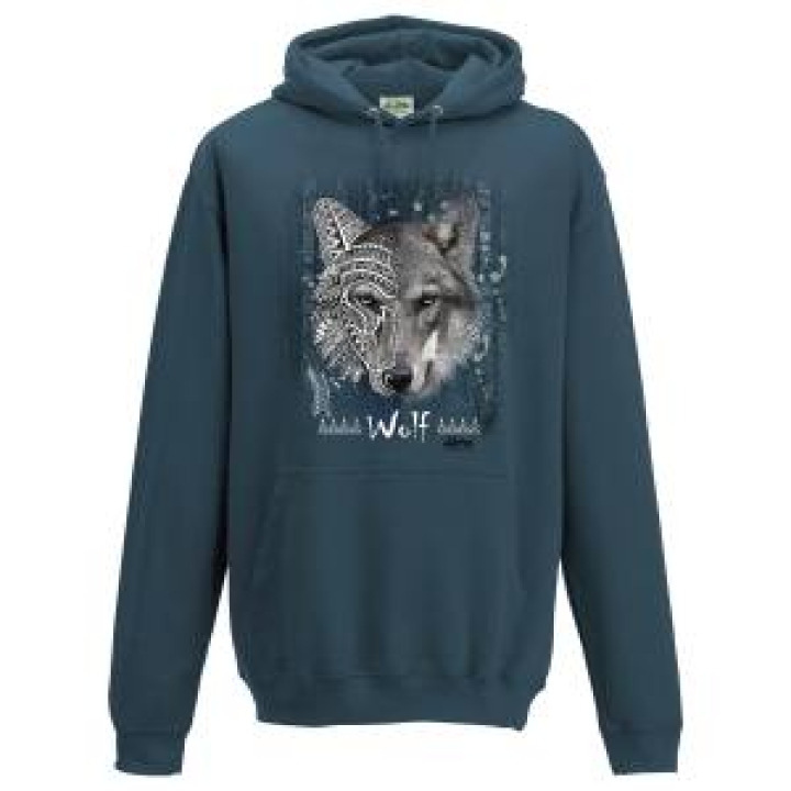 Sweatshirt à capuche enfant Loup Natives Tribes Alpha Parc Animalier Airforce Blue 56 ans