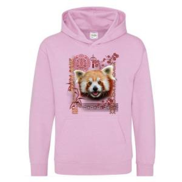 Sweatshirt à capuche enfant Panda Roux Intemporel Safari de Peaugres Baby Pink 56 ans