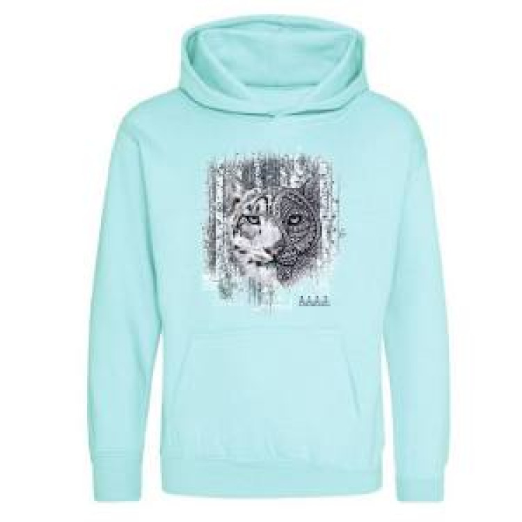 Sweatshirt à capuche enfant Panthère des Neiges Native Tribes Safari de Peaugres Peppermint 7/8 ans