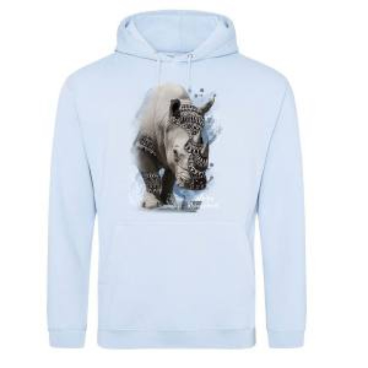 Sweatshirt à capuche enfant Rhino Natives Tribes  transfert Col Zoo Boissière du Dore Sky Blue 78 