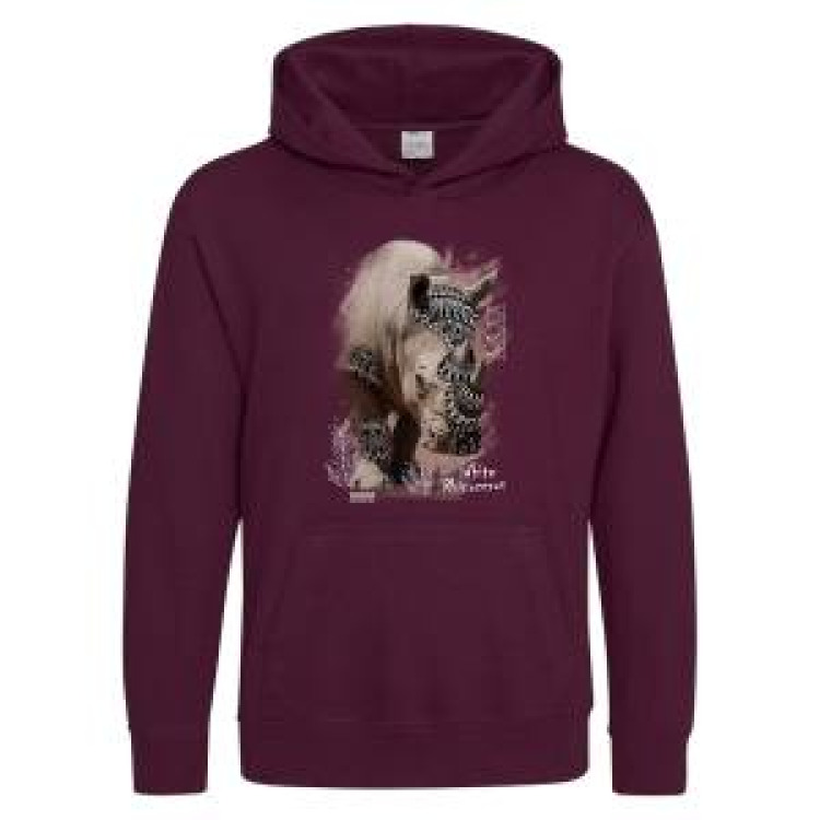 Sweatshirt &agrave; capuche enfant Rhino Natives Tribes Zoo de Thoiry + transfert Col Zoo de Thoiry Burgundy 9/11 ans