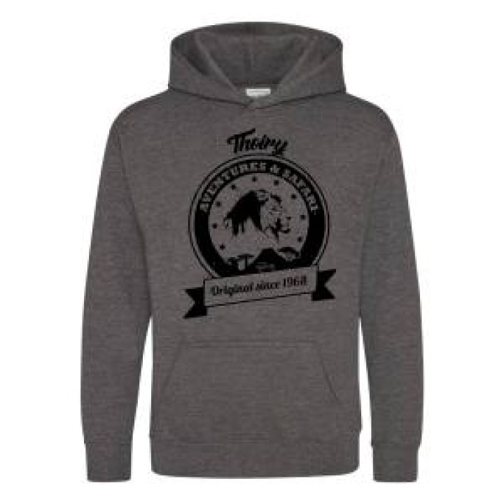 Sweatshirt à capuche enfant Sérigraphie Lion Thoiry Aventures  Safari Charcoal 56 ans
