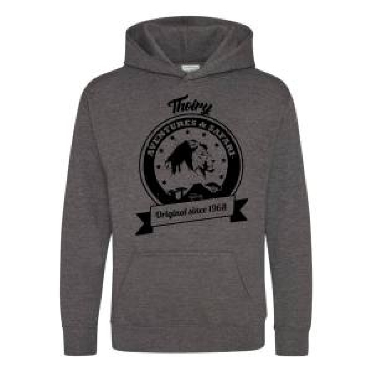 Sweatshirt &agrave; capuche enfant S&eacute;rigraphie Lion Thoiry Aventures & Safari Heather Grey 5/6 ans
