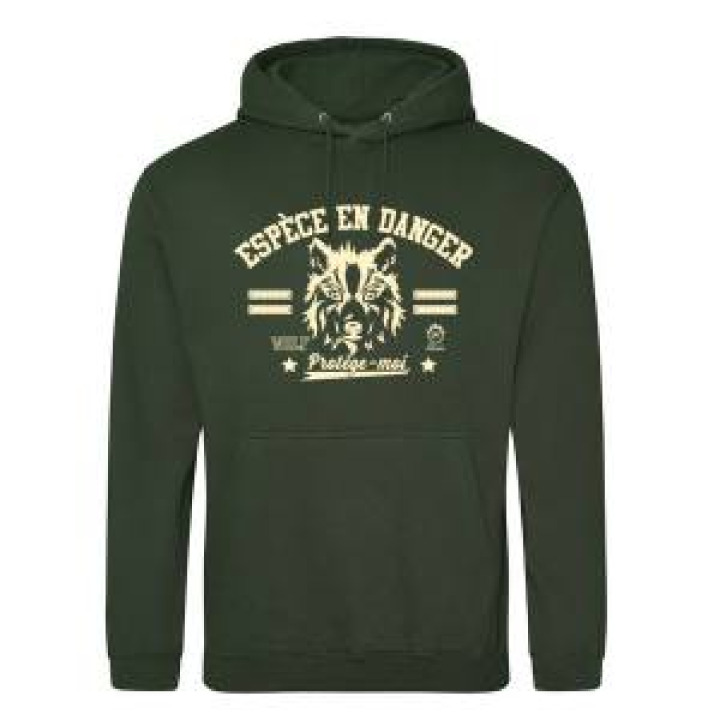 Sweatshirt à capuche enfant Sérigraphie Loup Espèce en Danger Parc Animalier des Pyrénées Airforce B