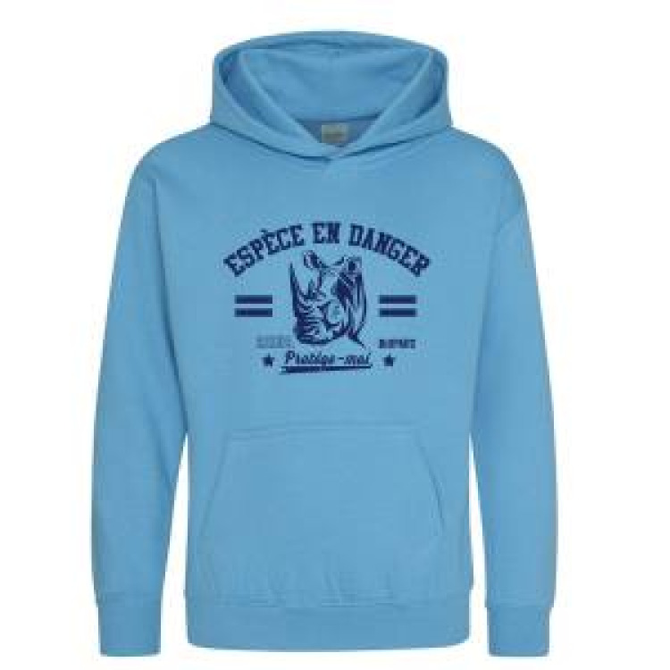 Sweatshirt &agrave; capuche enfant S&eacute;rigraphie Rhino Esp&egrave;ce en Danger Bioparc HAWAIIAN BLUE / oxford navy 7/8 ans