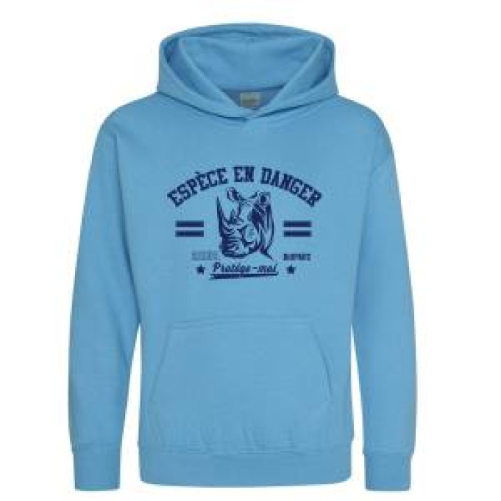 Sweatshirt à capuche enfant Sérigraphie Rhino Espèce en Danger Bioparc Airforce Blue 911 ans