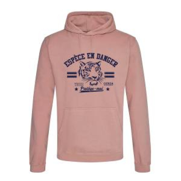 Sweatshirt à capuche enfant Tête de Tigre Espèce en Danger Cerza Dusty Pink 56 ans