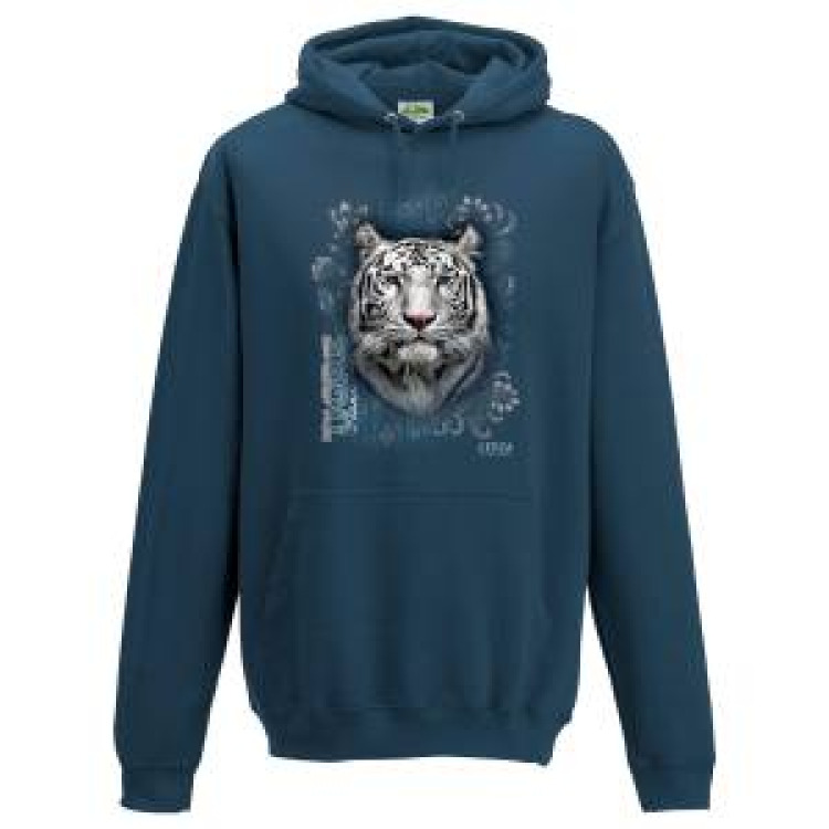 Sweatshirt &agrave; capuche enfant Tigre Blanc Intemporel Cerza Airforce Blue 3/4 ans