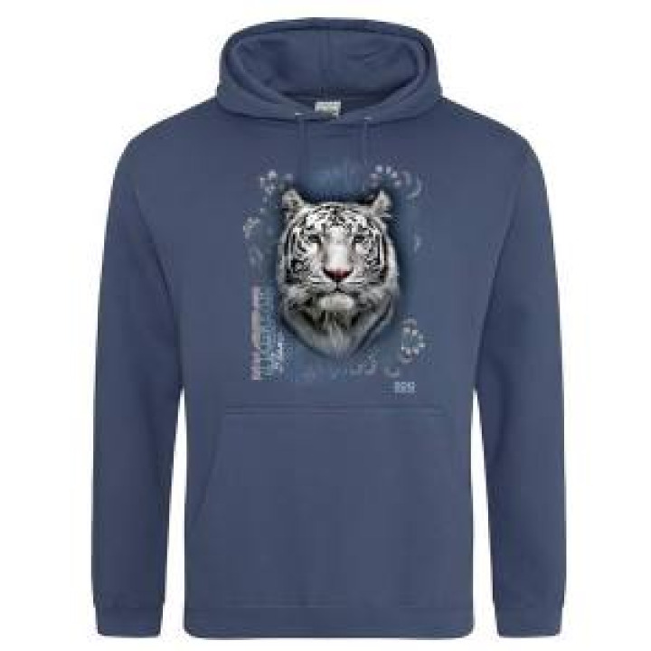 Sweatshirt à capuche enfant Tigre Blanc Intemporel Zoo de Jurques Airforce Blue 78 ans