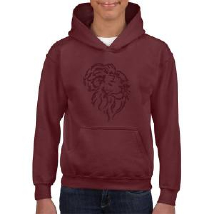 Sweatshirt à capuche enfant Transfert Flocage Feutrine Tête de Lion Pas de Personnalisation sur le Dessin Heather Sport Dark Maroon 56 ans